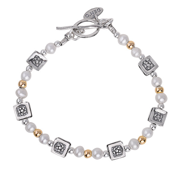 Серебряный браслет с позолотой и жемчугом MVB387CZ