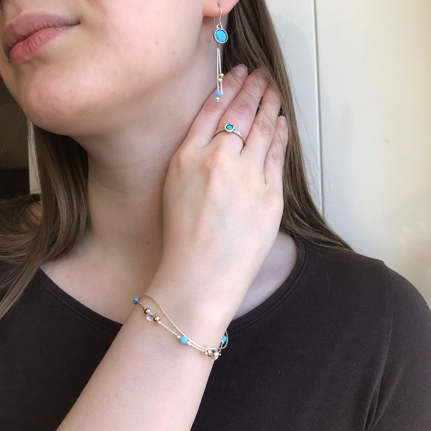 Silberarmband mit Opal und Goldfill 01B744OP