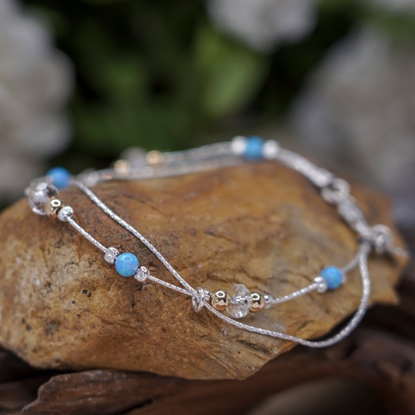 Silberarmband mit Opal und Goldfill 01B744OP