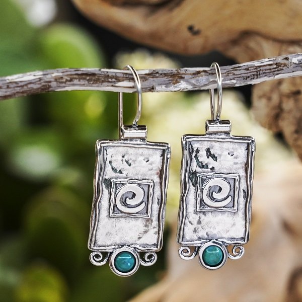 Silver earrings with turquoise 01E058TQ