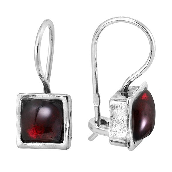 Sterling Silver 925 Garnet CZ Earrings, Silver Garnet CZ Earrings, Silver and selling Gold Garnet CZ Earrings, Handmade Silver Earrings in Israel,