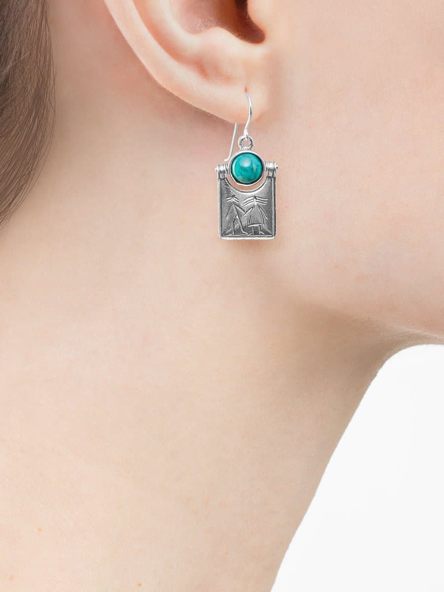 Silver earrings with turquoise 01E1840TQ