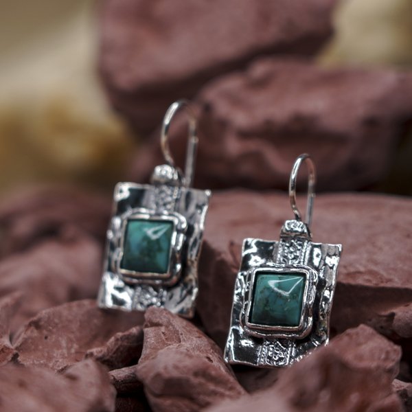Silver earrings with turquoise 01E447TQ
