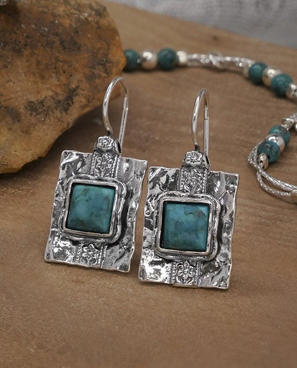 Silver earrings with turquoise 01E447TQ