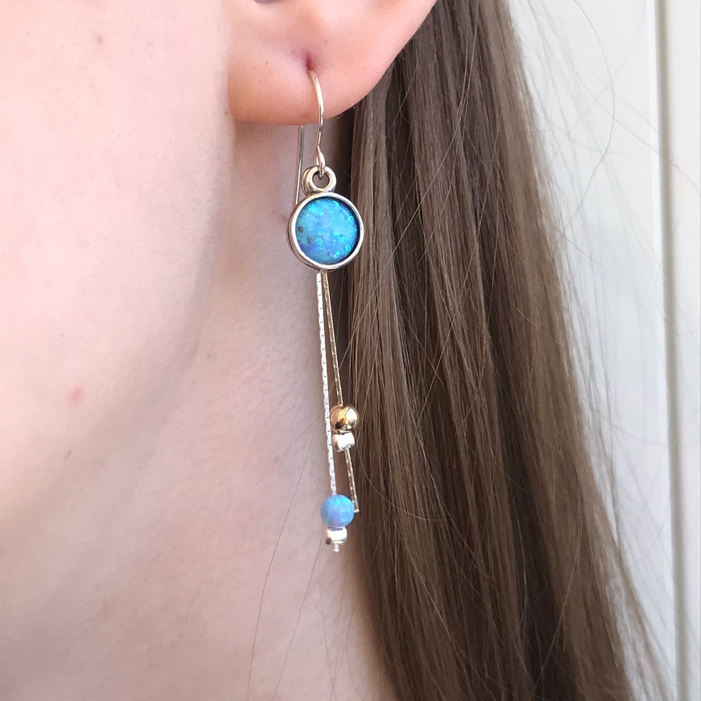 Silberohrringe mit Opal und Goldfill 01E500OP
