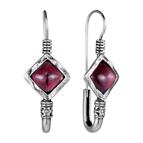 Boucles d'oreilles en argent avec grenat 01E613GR