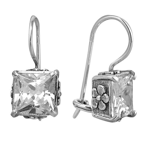 Silberne Ohrringe mit Zirkon 01E877CZ