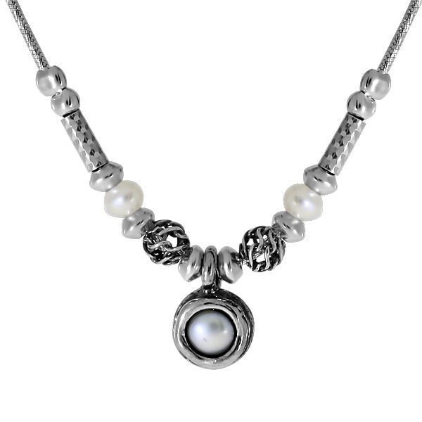 Серебряное колье с жемчугом 01N2755PL