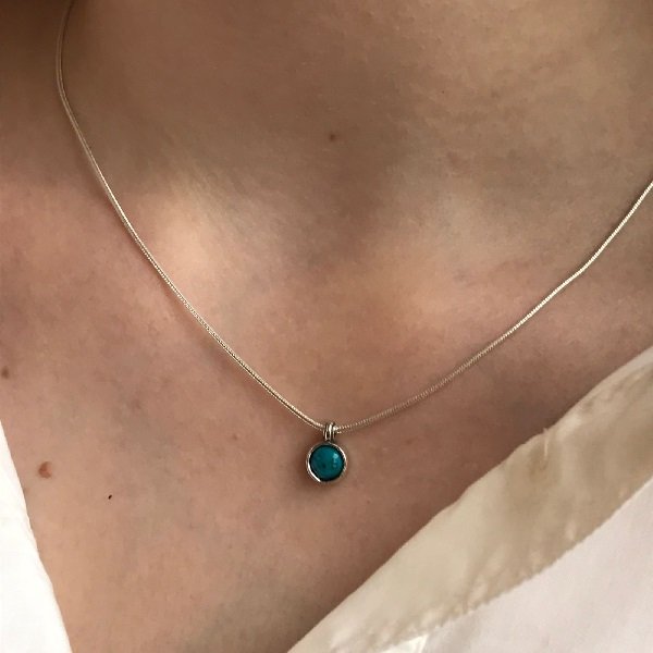 Серебряное колье с бирюзой 01N4185TQ