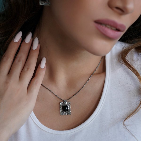 Silberkette mit Onyx 01N696ON