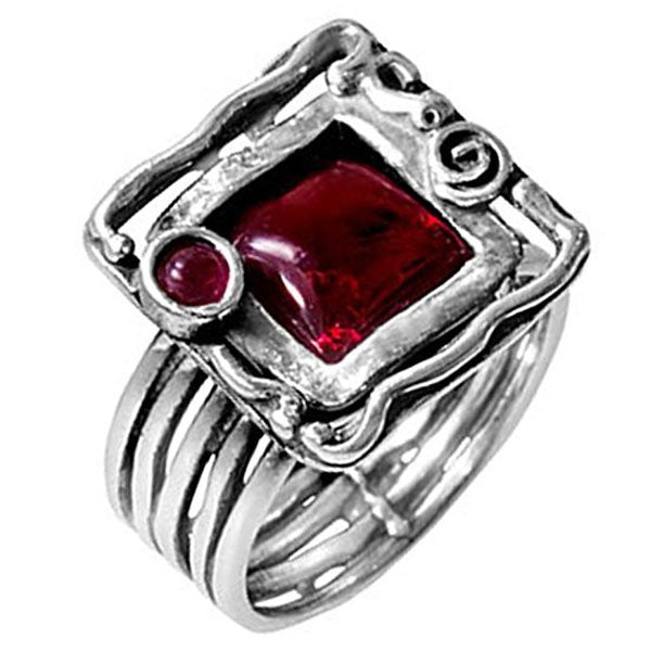 Bague en argent avec grenat 01R371GR