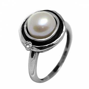 Серебряное кольцо с жемчугом и цирконом MVR1001PL