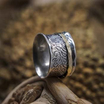 Silver ring with gold MVR1490G