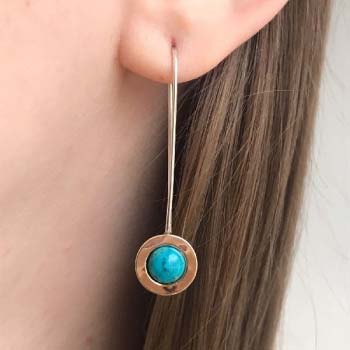 Silver earrings with turquoise and gold MVE1732/3GTQ