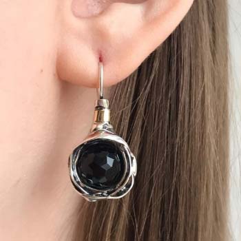 Silver earrings with onyx and gold MVE812GON