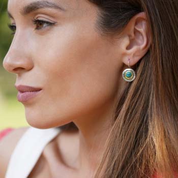Silver earrings with turquoise and gold MVE1408GTQ