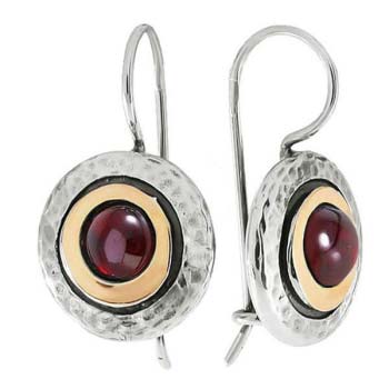 Silberohrringe mit Gold und Granat MVE1408GGR
