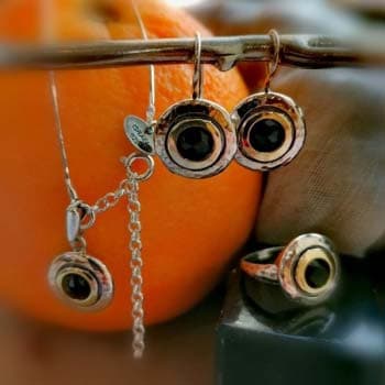 Silberring mit Onyx und Gold MVR1408GON