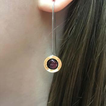 Boucles d'oreilles en argent avec grenat et or MVE1732/3GGR