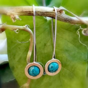 Silver earrings with turquoise and gold MVE1732/3GTQ