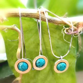 Silver earrings with turquoise and gold MVE1732/3GTQ
