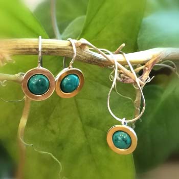 Серебряное колье с бирюзой и золотом MVN1732GTQ