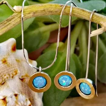 Silberne Ohrringe mit Opal und Gold MVE1732/3GOP