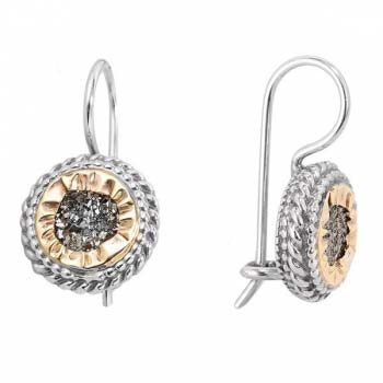 Boucles d'oreilles en argent avec agate druzy grise et or MVE1137GDA