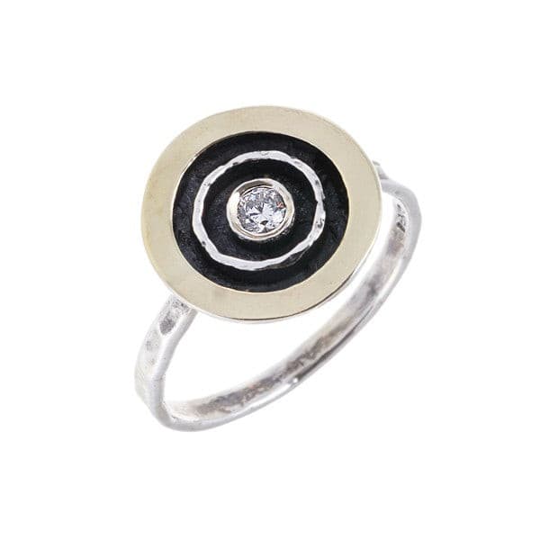 Silver ring with gold and zircon MVR1464GCZ - Deno Silver