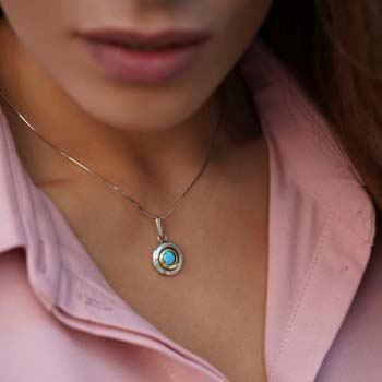Silberkette mit Opal und Gold MVN1408GOP