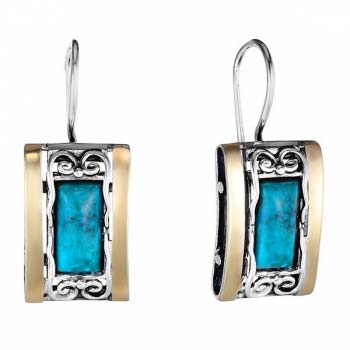Boucles d'oreilles en argent avec turquoise et or MVE378GTQ