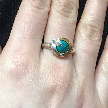 Silver ring with turquoise and gold MVR642GTQ