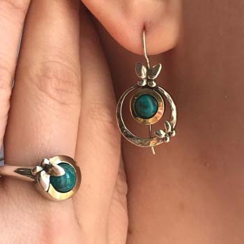 Silver ring with turquoise and gold MVR642GTQ