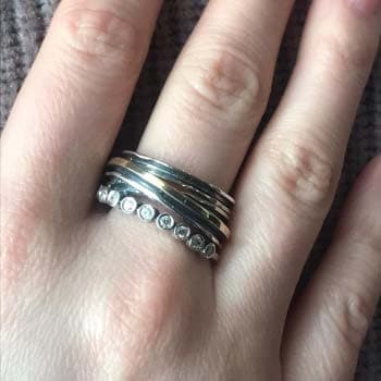 Bague en argent avec zircon et or MVR1289GCZ
