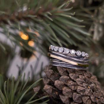 Bague en argent avec zircon et or MVR1289GCZ