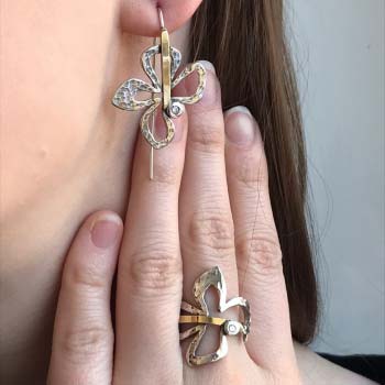 Silberring mit Zirkon und Gold MVR1372GCZ