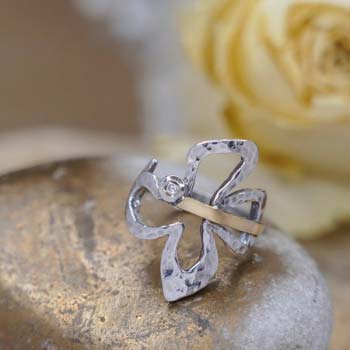 Silberring mit Zirkon und Gold MVR1372GCZ