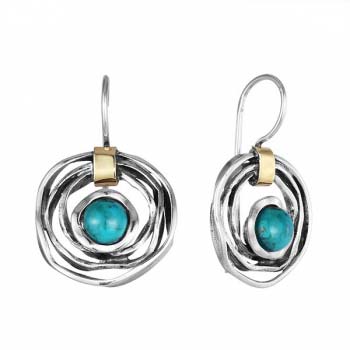 Boucles d'oreilles en argent avec turquoise et or MVE1447GTQ