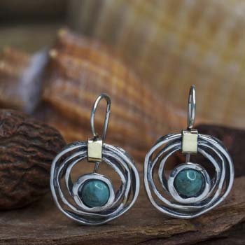 Silberne Ohrringe mit Türkis und Gold MVE1447GTQ