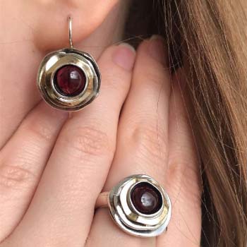 Silberring mit Granat und Gold MVR1103GGR
