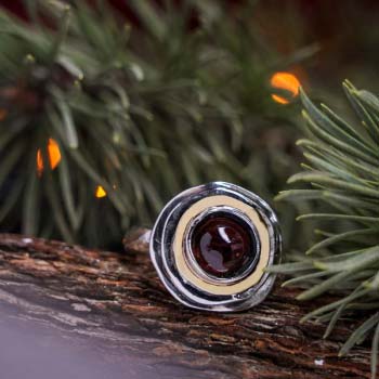 Silberring mit Granat und Gold MVR1103GGR