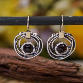 Boucles d'oreilles en argent avec grenat et or MVE1447GGR
