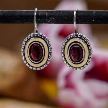 Boucles d'oreilles en argent avec grenat et or MVE1681GGR
