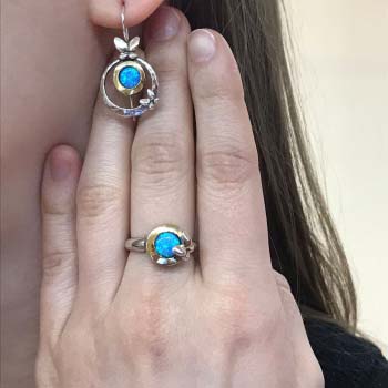 Silberring mit Opal und Gold MVR642GOP