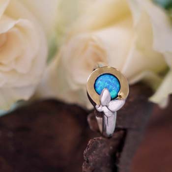 Silberring mit Opal und Gold MVR642GOP