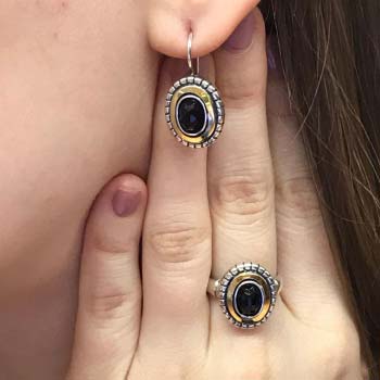 Silberring mit Onyx und Gold MVR1681GON
