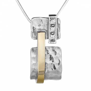 Collier en argent avec zircon et or MVN1274GCZ
