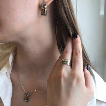 Collier en argent avec zircon et or MVN1274GCZ