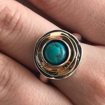 Silver ring with turquoise and gold MVR1103GTQ