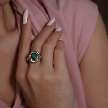 Silver ring with turquoise and gold MVR1103GTQ